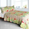 [Springtime Hills] Cotton 3PC Vermicelli-Quilted Floral Patchwork Quilt Set (Full/Queen Size)